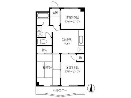 グレース羽鳥 B(3DK/3階)の間取り写真