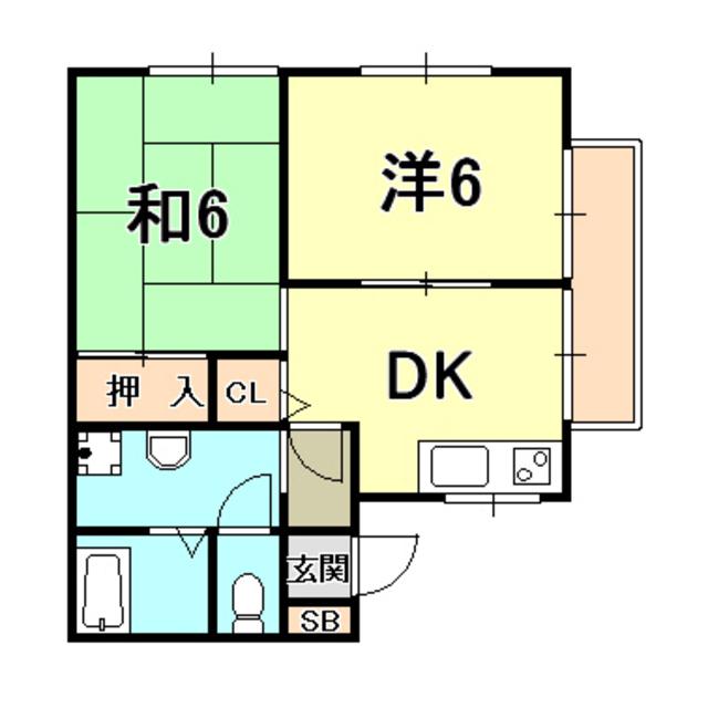 第三ハイツマツモト(2DK/2階)の間取り写真