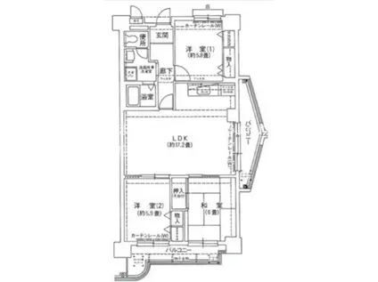 コーシャハイツ諸口(3LDK/14階)の間取り写真