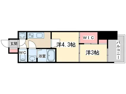 セレニテ東梅田アリエ(2K/8階)の間取り写真