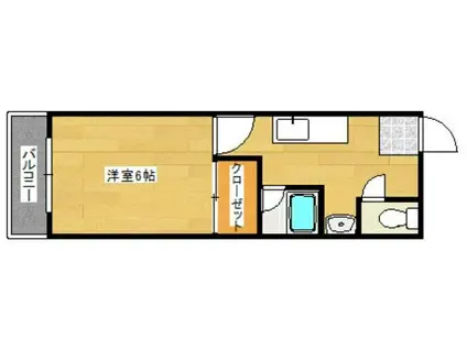 グランドシティ西新(1DK/3階)の間取り写真