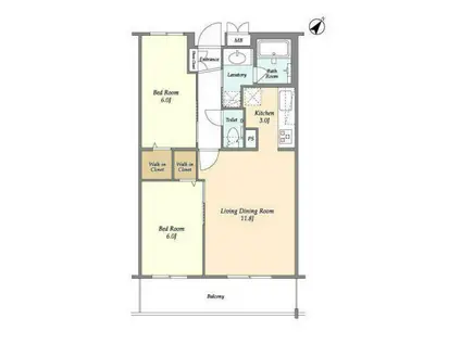 ブレス北新宿(2LDK/4階)の間取り写真