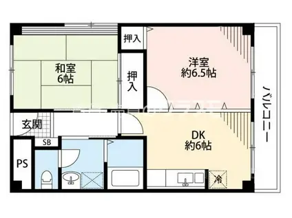 PALMIZIO大正(2DK/2階)の間取り写真