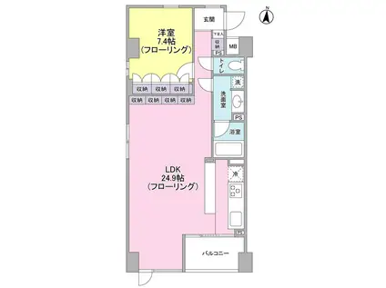 ポローニアハウス赤堤(1LDK/3階)の間取り写真