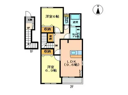 グランドソレイユ(2DK/2階)の間取り写真