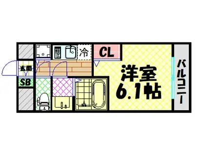 ファステート大阪ドームライズ(1K/4階)の間取り写真