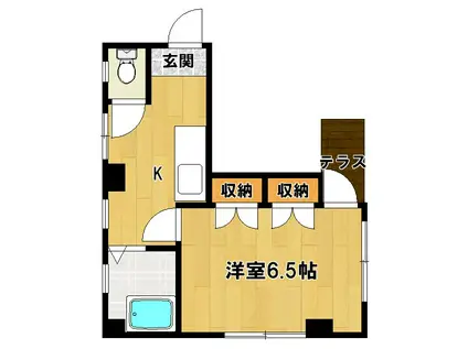 ピーエスハイツ(1K/1階)の間取り写真