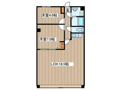 ライズ北5条(2LDK/6階)の間取り写真