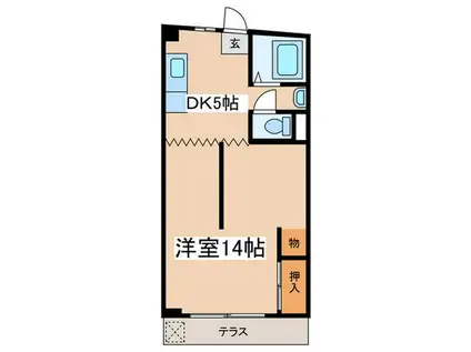 コーポ水明(1DK/1階)の間取り写真