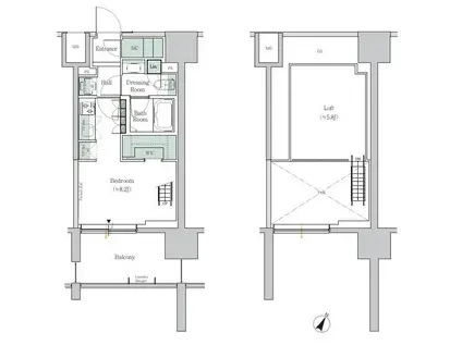 ONE ROOF RESIDENCE TAMACHI(1K/2階)の間取り写真