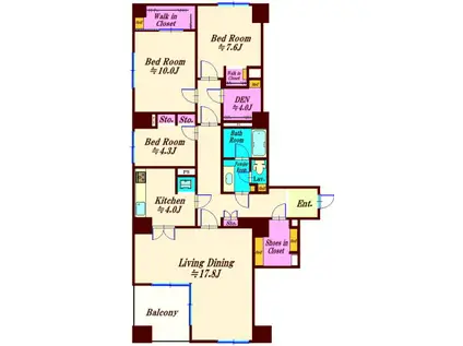 ペアシティルネッサンス(3SLDK/4階)の間取り写真