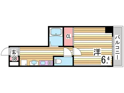 ロイヤルヒル神戸三ノ宮II(1K/4階)の間取り写真