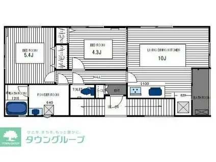 アイル井土ヶ谷(2LDK/2階)の間取り写真