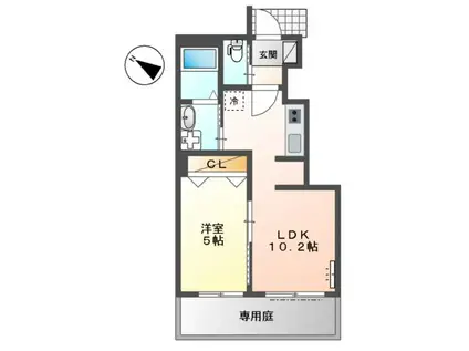 WALL ROSE(1LDK/1階)の間取り写真