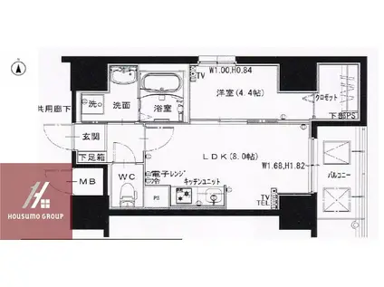 ローズコーポ堺筋本町(1LDK/10階)の間取り写真