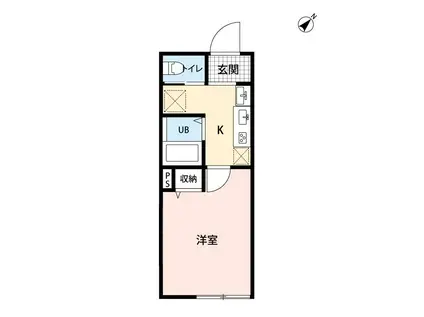 フェリオ咲が丘(1K/2階)の間取り写真