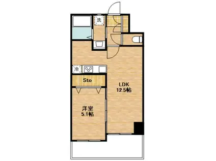 THE SQUARE・SUITE RESIDENCE(1LDK/2階)の間取り写真