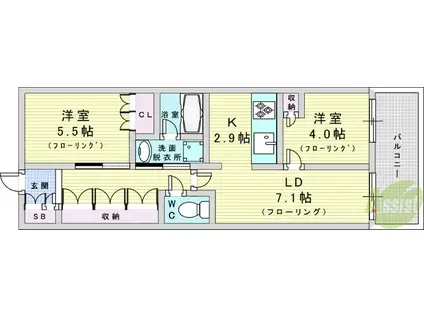 アーバンパーク淡路(2LDK/4階)の間取り写真