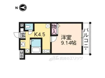 カーサ・ドルチェ(1K/1階)の間取り写真