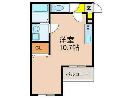 プレジール泉佐野(ワンルーム/1階)の間取り写真