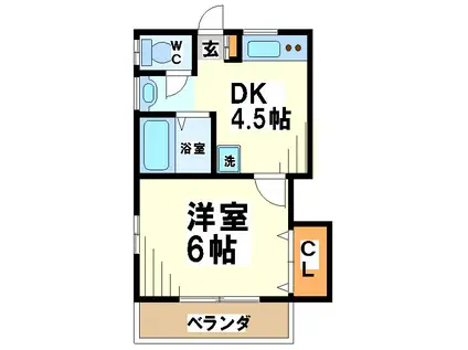 スプリング(1DK/1階)の間取り写真