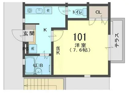 CORE8(1K/1階)の間取り写真