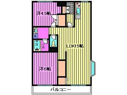 グリーンヒル櫛引(2LDK/5階)の間取り写真