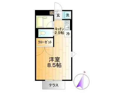 クレール習志野台(ワンルーム/2階)の間取り写真