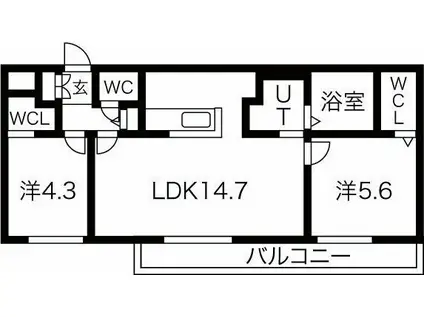 ラ・メゾン宮の沢(2LDK/2階)の間取り写真