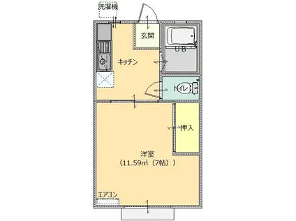 パナタウン ソレイユ(1K/1階)の間取り写真