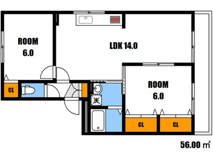 ドミール中尾(2LDK/1階)の間取り写真