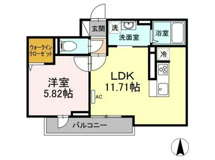 エクセリア中村北(1LDK/3階)の間取り写真