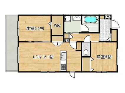 登戸ヘーベルメゾン東棟(2LDK/2階)の間取り写真