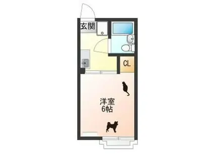 津田ハイツI・II(1K/2階)の間取り写真