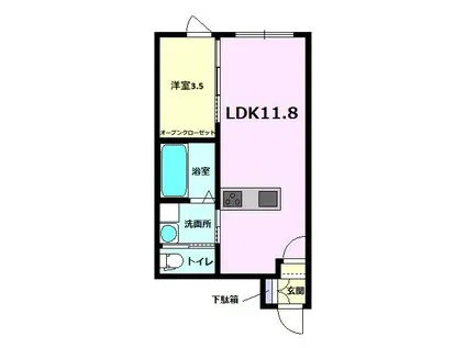 ドルチェ・ヴィータ川副A(1LDK/1階)の間取り写真