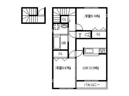 ウィンブリッジGMI(2LDK/2階)の間取り写真