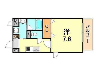 リバーサイド安藤II(1K/2階)の間取り写真