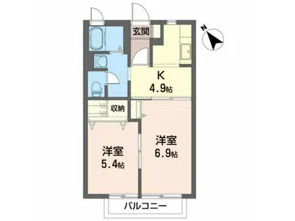 フォワード松本II(2K/1階)の間取り写真