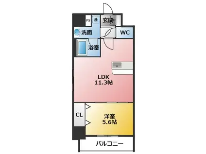 AURUM(1LDK/5階)の間取り写真