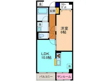 フォルトゥーナ北安江(1LDK/3階)の間取り写真