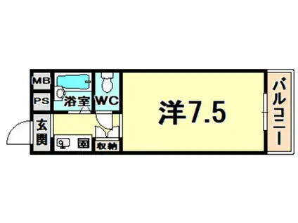 ファニーコートS(1K/4階)の間取り写真