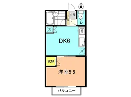 ハイライトハイツ(1DK/2階)の間取り写真