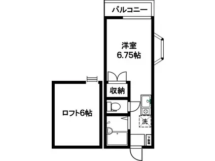 メゾンルミエールⅡ(ワンルーム/2階)の間取り写真