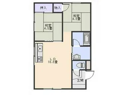 秀マンション(2DK/1階)の間取り写真