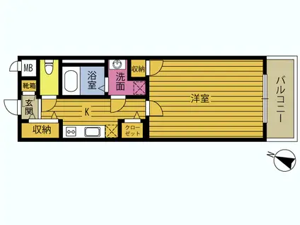 ゼノン広瀬町(1K/4階)の間取り写真