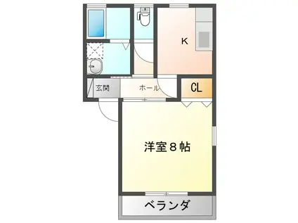楓ハイツ(1K/1階)の間取り写真