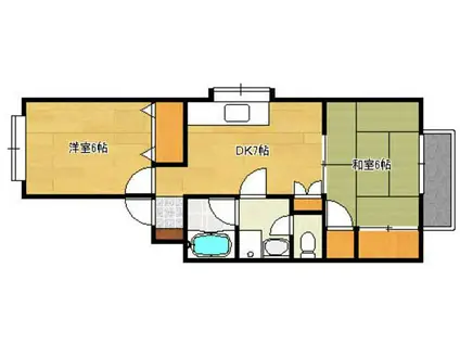 ピナクル博多南(2DK/2階)の間取り写真