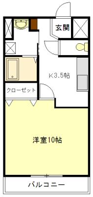 アヴェニール(1K/4階)の間取り写真