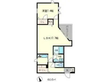 クリスタルリーフ千里中央(1LDK/2階)の間取り写真