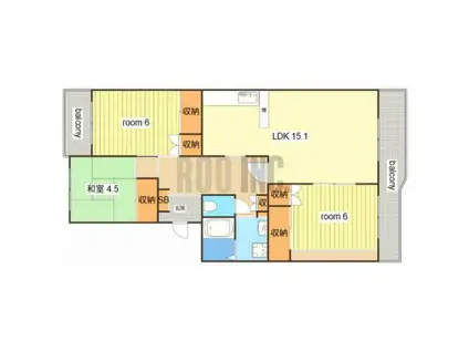 ECLARGE B棟(3LDK/4階)の間取り写真